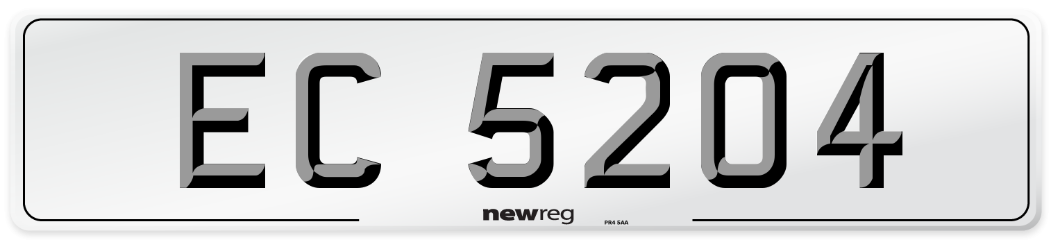 EC 5204 Number Plate from New Reg